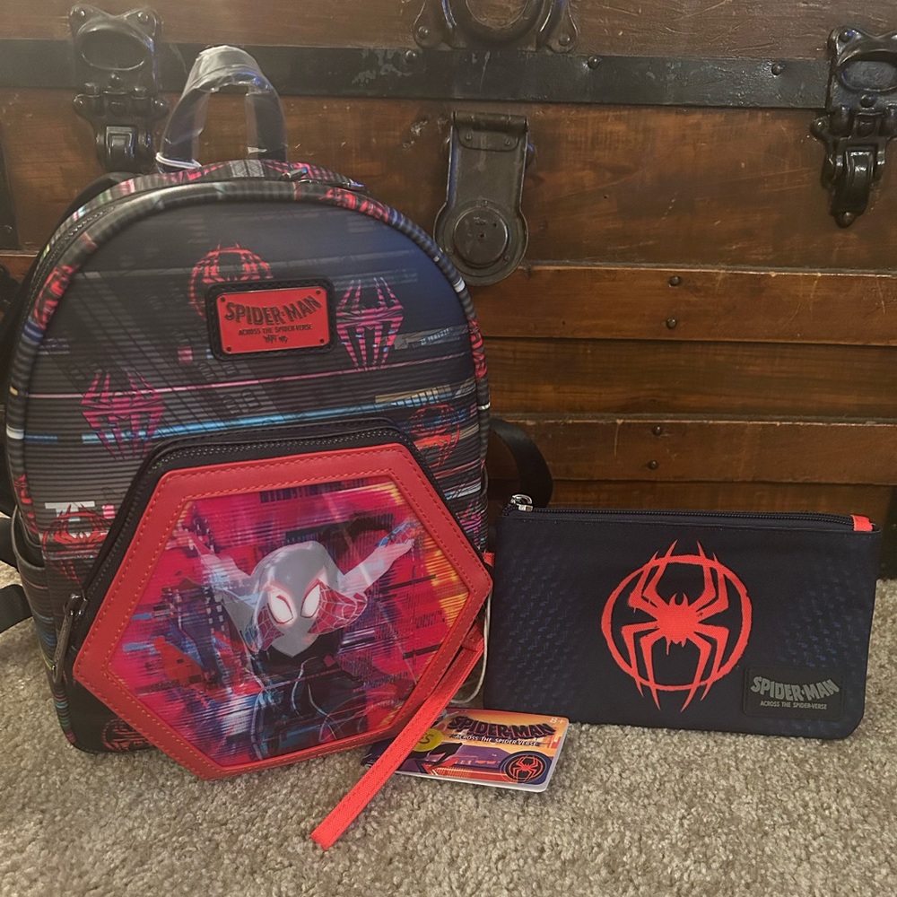 Loungefly Spiderman Across The Spiderverse Mini Backpack & Wristlet - NWT
